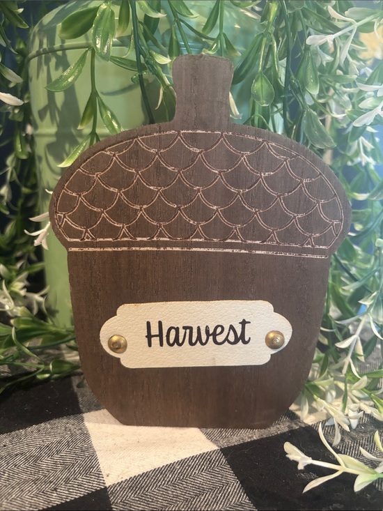 Other - Wooden 'Harvest' Acorn Sign - Rustic Fall Decor